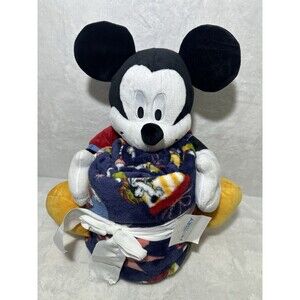 Disney Mickey Mouse Buddy Blue Plush Throw Blanket Combo Set 50"x60"